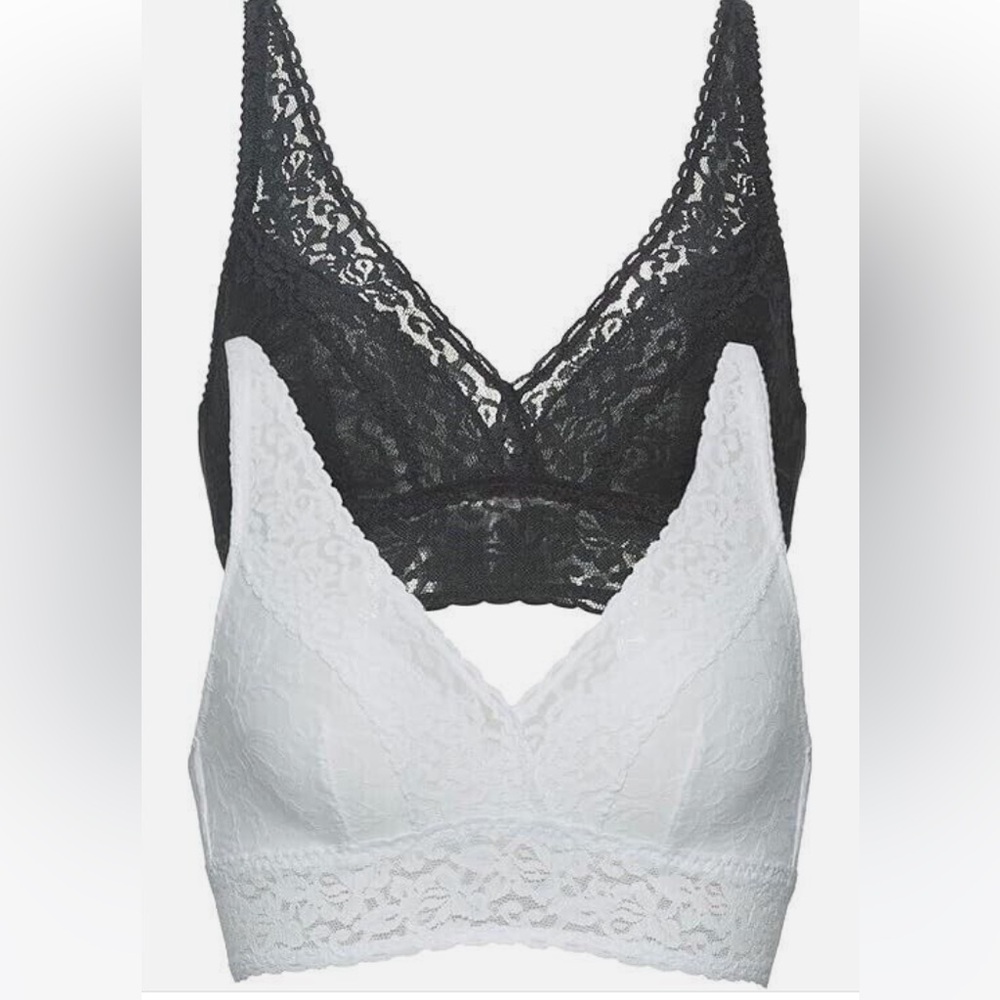 Felina Womne's 2-Pack Lace Bralette, Black/White